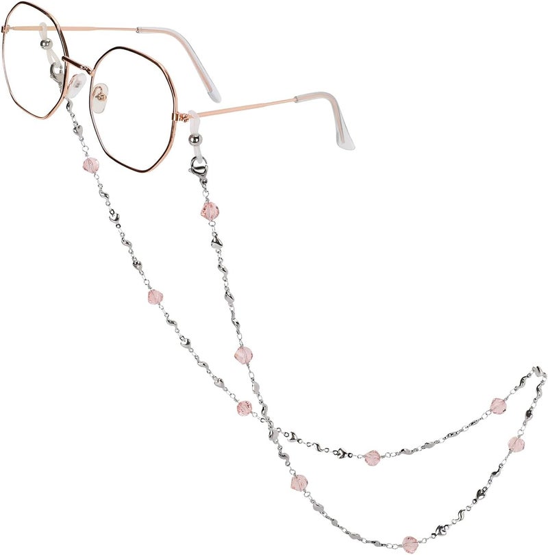 Hongeely Eyeglass Chain Silver Stainless Steel Handmade Necklace for Reading Glasses Sunglass Beaded Chains for Men Women - Image 1